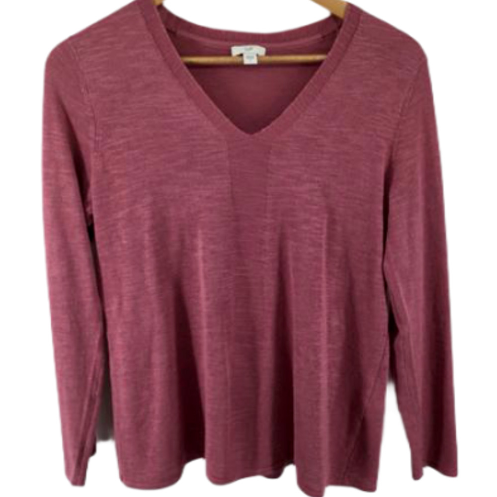 J. Jill Pink Linen V-Neck‎ Top Small